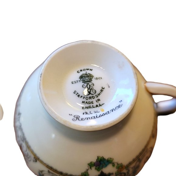 Crown Staffordshire Rennaissance Floral Tea Cup and Saucer England China CT318 - Picture 12 of 12